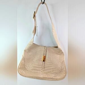 Delmar Patent Leather Italian Cream Shoulder Bag NWT | 25129